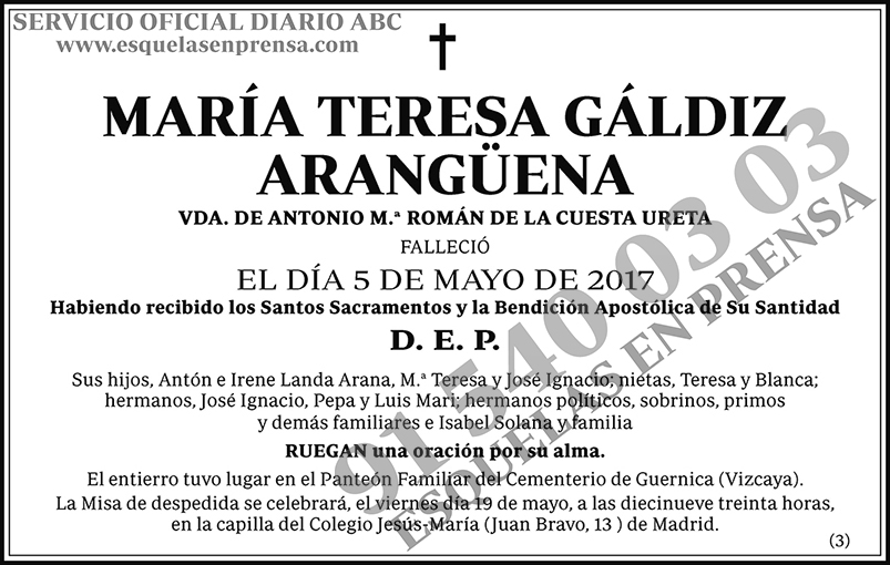María Teresa Gáldiz Arangüena